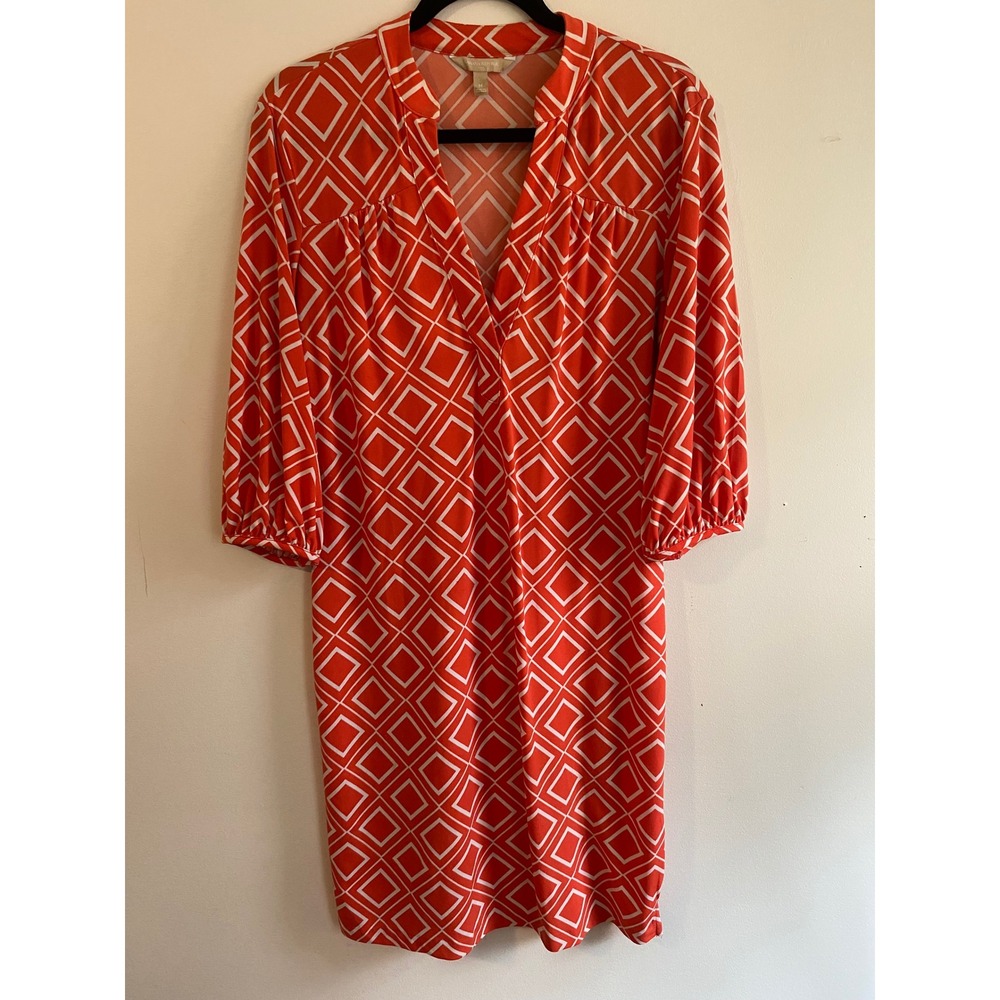 Vintage Banana Republic Orange Geometric Shift Dress size M